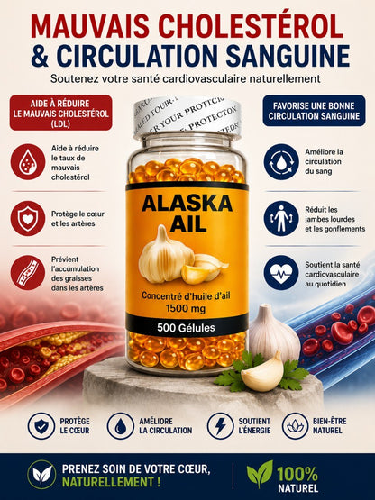 Alaska garlic 500 gellules (USA) Soutien Naturel Pour l'hypertension et Diabète